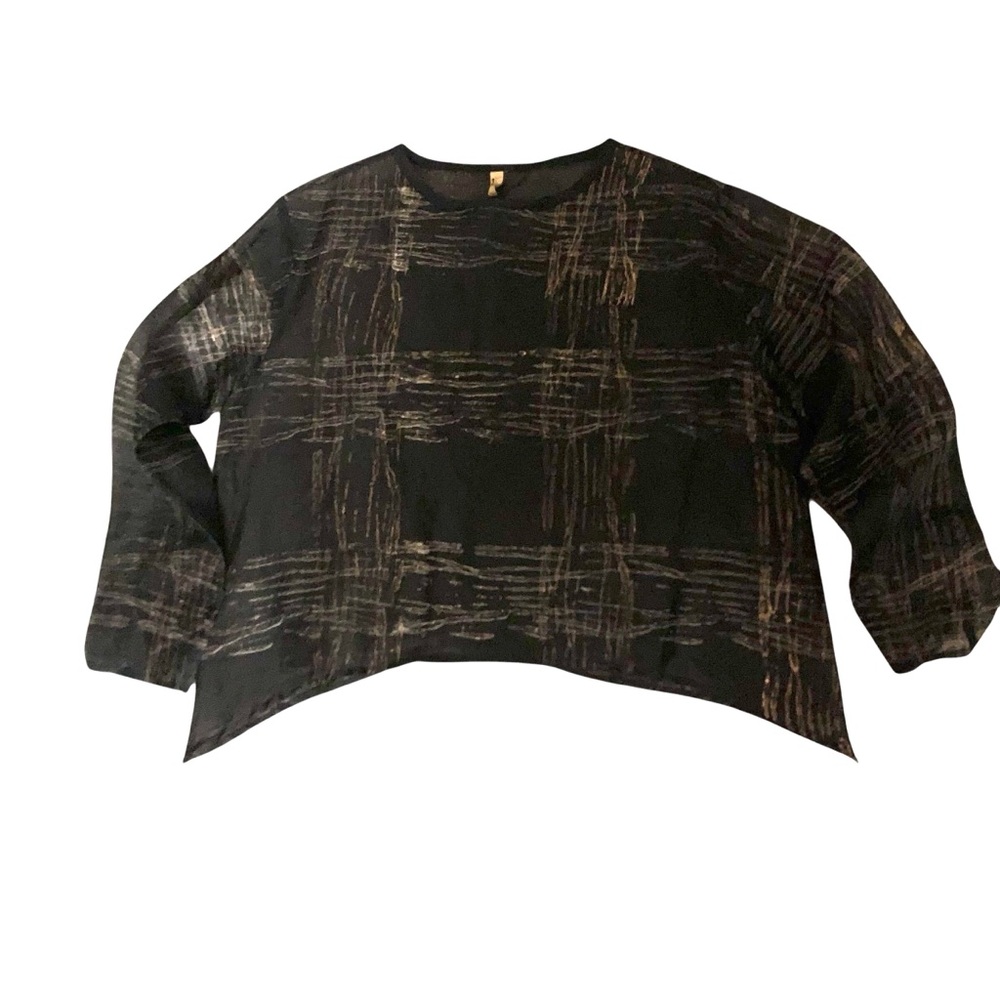 Staley Gretzinger XL Black Art to Wear Sheer Boxy Long Sleeve Lagen Look Top